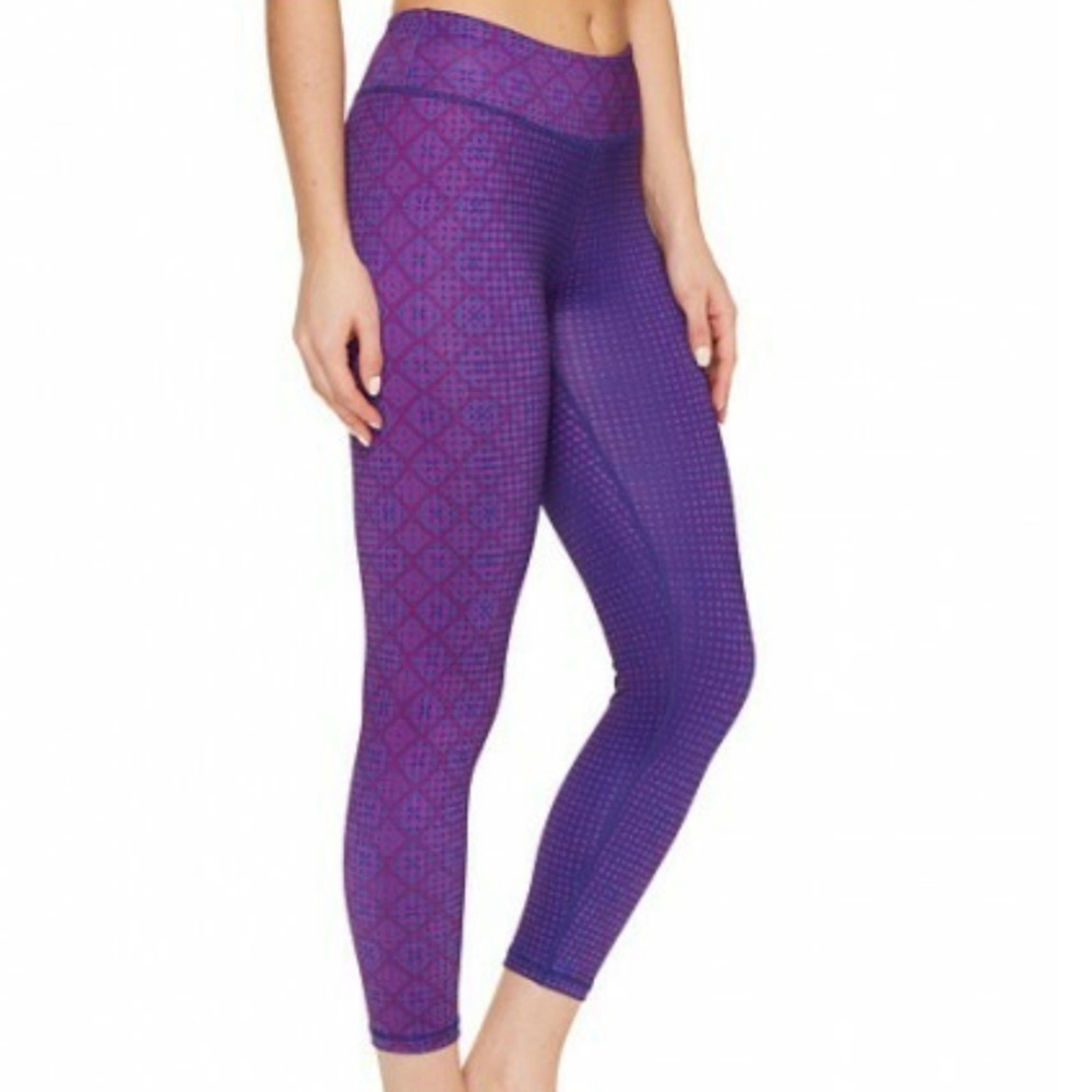Prana Grapevine Bali Roxanne Printed Cropped Leggings Purple Mid Rise Size XS